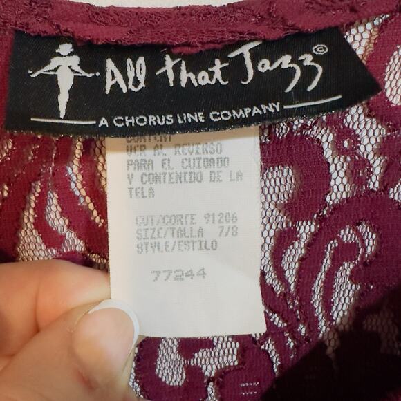 Vintage All That Jazz Burgundy Lace Maxi Dress Slip Set V-Neck Long Sleeve 7/8 - Picture 6 of 10